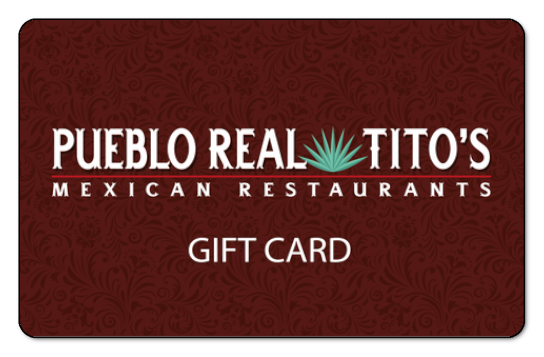 pueblo real titos logo on a marroon background